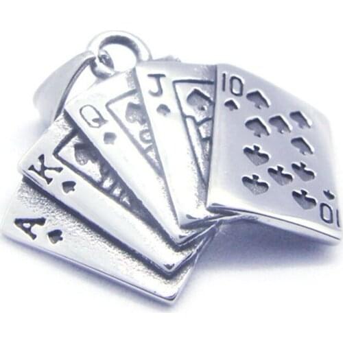 Support Dorpship New Arrival Poker Card Pendant 316L Stainless Steel Fashion Jewelry Poker Punk Pendant