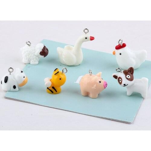 Animal Family Bee Dog Cow Chicken Pig Resin Charms Pendant Earring DIY Fashion Jewelry Accessories SO CUTE