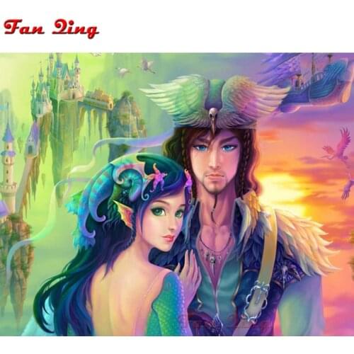 Full Square round 5D DIY Diamond Painting castle And elves Embroidery Cross Stitch Mosaic Home Decor Gift