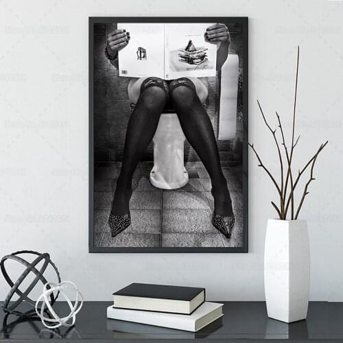 Sexy Stockings Girl Poster Catching Up on Reading Canvas Painting Wall Art Decor for Living Room