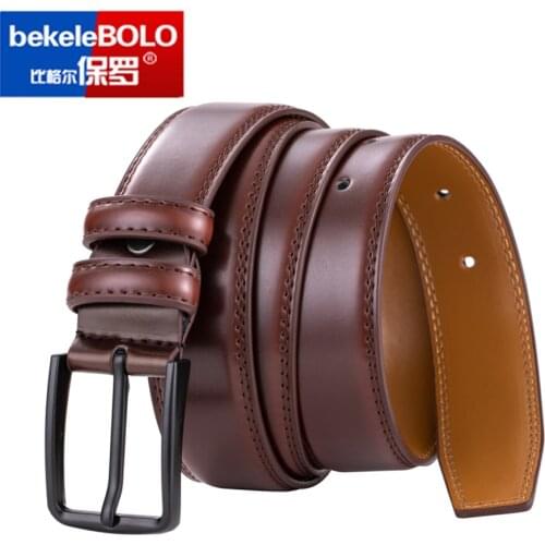 Dropshipping men belt leather belt men strap male gunine leather strap cow genuine leather luxury vintage pin buckle men belt