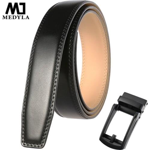 MEDYLA Natural Leather Non-porous Nusiness Belt For Men Belt Without Buckle Solid Metal Matte Buckle DIY Assembled Men Suit Belt