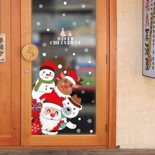 2021 Christmas Wall Stcikers New Year Window Decoration Santa Claus Home Decor PVC Vinyl Wall Decals Fashion House Decoration