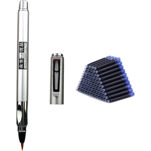 Wingsung metal Brush Pen Calligraphy Soft Nib 0.7-5mm Come with Converter Art Drawing Writing Gift Ink Pen
