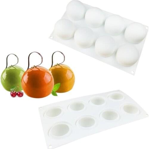 8 Cavity Round Ball Shape Silicone Cake Mold Mousse Dessert Mould Bomb Shape Cake Mold Cake Decorating Tools Pastry Baking Pan