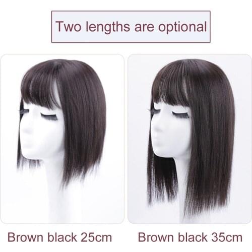 XG Womens straight hair 3D bangs replacement block, top wig, shoulder-length straight hair, air bangs replacement piece