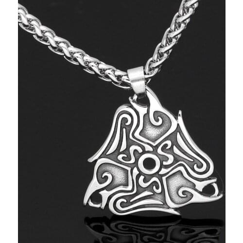 Nordic Viking odin raven stainless steel amulet pendant necklace