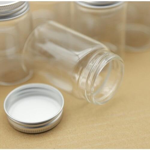 2 Pcs/lot 47*70mm 80ml Glass Bottle Glass Jars Test Tube Silver Screw Cap DIY Craft Transparent Candy jars empty Vial