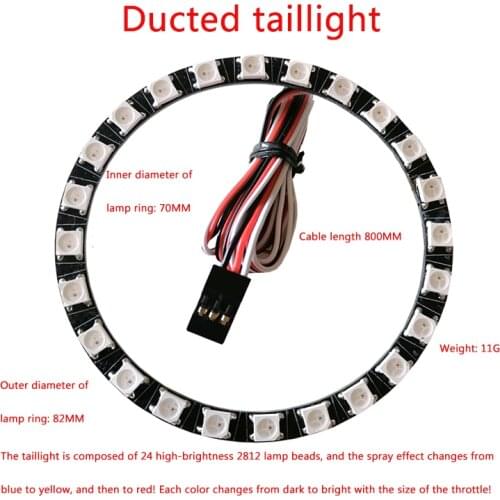 LED Light Ring 3-6V Three-color Taillight System 2812 Lamp Beads Plug Receiver for 70mm Ducts Fixed-wing Turbojet Aircraft