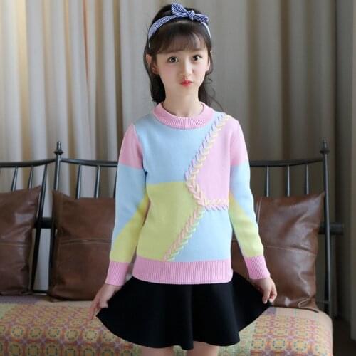 Girls Sweaters Autumn Winter Warm Girls Long Sleeve Knitted Clothes Kids Coat For Girls 4 - 12 Year Pullover Wear Teenage