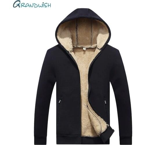 Grandwish Hoodies Men Hooded Casual Wool Winter Thicken Warm Coat Male Velvet Male Sweatshirts Coat Zipper Hooded Jackets ,DA943