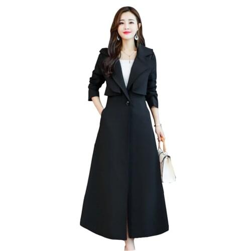 High-quality windbreaker womens spring 2020 Korean new plus size coat women were thin bf slim waist slim mid-length overcoat