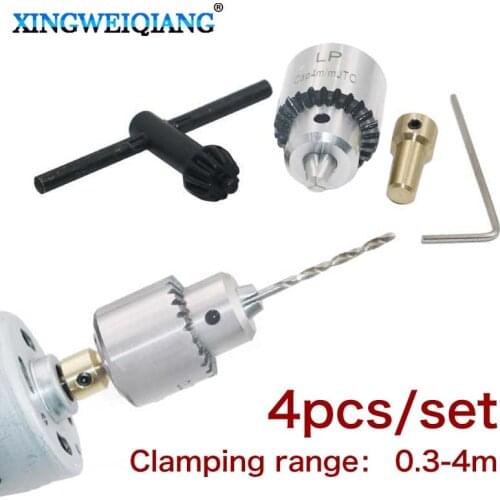 Micro Motor Drill Chucks Clamping 0.3-4mm Jt0 Taper Mounted Drill Chuck With Chuck Key 3.17mm Brass Mini Electric Motor Shaft