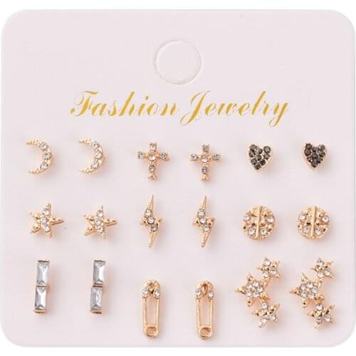 Earings Fashion Jewelry 2021 Mixed Small Geometric Pearl Stud Earring Set for Women Girls Cute Earrings