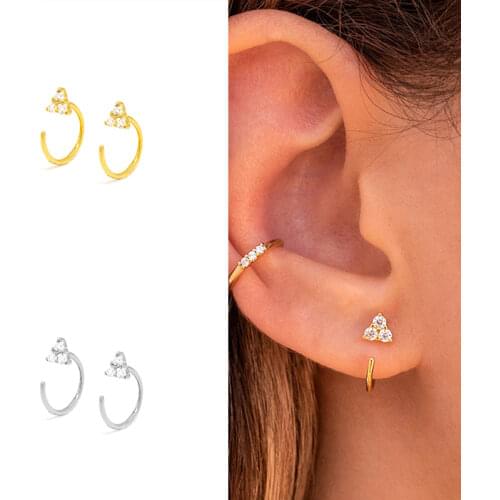 925 Sterling Silver Ear Needle Minimalist Style Ladies Crystal Zircon Ear Clips Without Pierced Ears Can Be Worn Fashion Jewelry