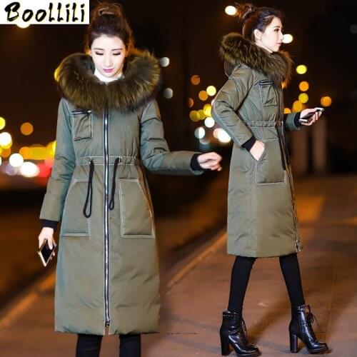 Boollili 2020 New Winter Coat Women 90% White Duck Down Jacket Women Down Coat Raccoon Fur Collar Korean Warm Parka Casaco