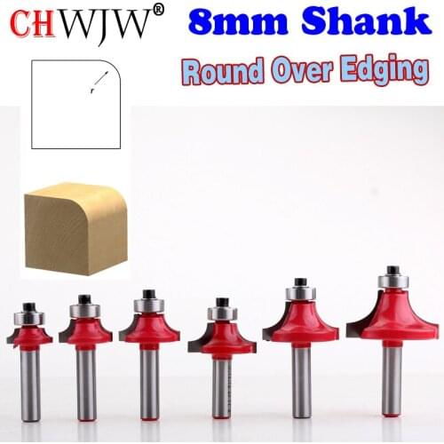 1pc 8mm Shank Round-Over Router Bits for wood Woodworking Tool 2 flute endmill with bearing milling cutter Corner Round Over Bit