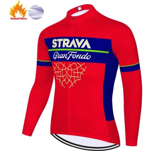 2021 team Strava maillot cyclisme Winter Thermal Fleece Bike Clothing Bicycle long sleeve jersey ciclismo hombre bike shirt
