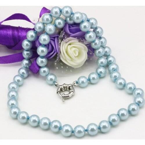 3 color 8mm 10mm 12mm 14mm round simulated-pearl shell beads necklace chain women weddings party choker diy jewelry 18inch B3216