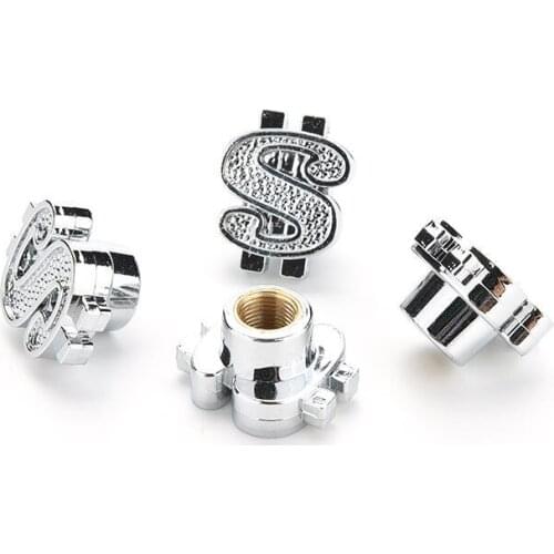 4Pcs Valve Caps Universal Wheel Rims Silver Dollar Car Truck Tire Air Valve Stem Cover Caps