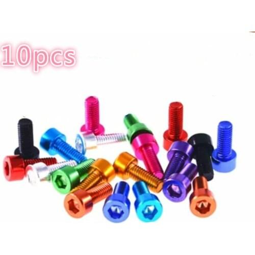10PCS Kettle Rack Screw Bike Water Bottle Cage Bolts M3x10 Aluminium Alloy Hex Socket Tapping Screws 10 Colors