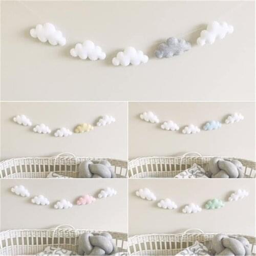 5PC/Set Hot Sale Felt Cloud Garland Party Banner Kids Room Nursery Hanging Wall Decor Christmas Best Crib Mobile Baby Bed Bell