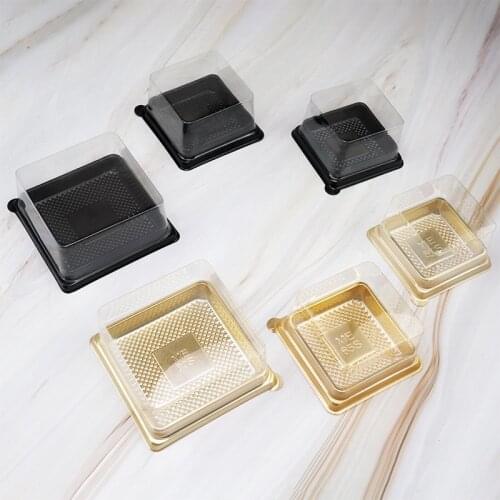 50Pcs Transparent Square Cake Box Mousse Cake Gift Box Dessert Shop Cake Packaging Box Wedding Party Pastry Container Holder