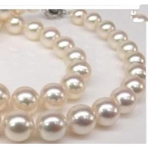 8mm white south sea akoya shell pearl necklace 18"AA>Dongguan girl jewerly Store