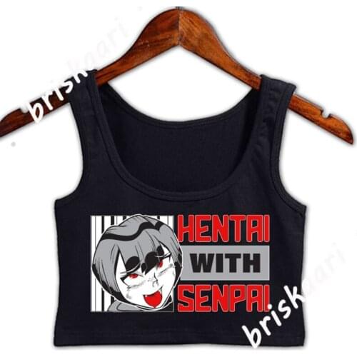 Anime Meme Hentai With Senpai Crop Top Women Tank Top Anti-Wrinkle Slim Girl Spring Autumn O Neck Normal Create Vest
