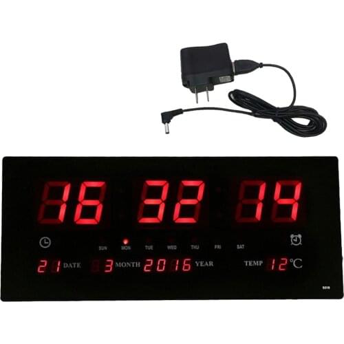 17'' Extra Large LED Screen Clock 24H Time Indoor Thermometer Projection US