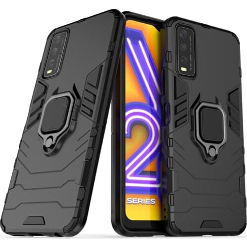 Case For VIVO Y20 Y20i Magnetic Car Shockproof Metal Finger Ring Armor Cover Case For VIVO Y20i Y20S Y11S Y12S Couqe Fundas
