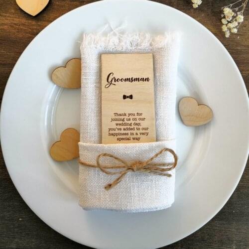 Wooden Rectangular Anniversary Celebration Party VIP Seat Card And Groomsman Seat retro Wedding Groomsman Seat Card