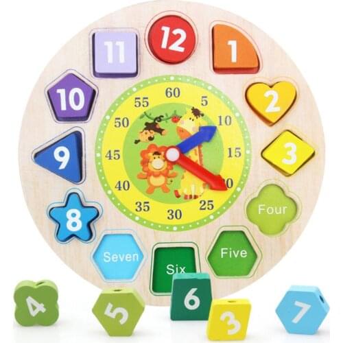 Wooden Teaching Clock Puzzle Clock Toys Wooden Educational Toy new