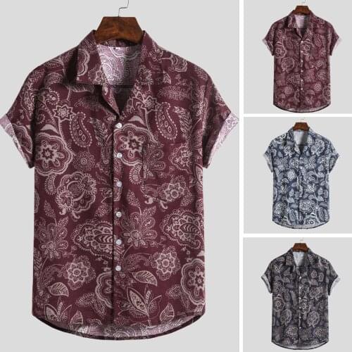 Printing Mens Hawaiian Shirt Casual Short Sleeve Button Turn-down Collar Cardigan Tops Summer Streetwear Мужские рубашки 2021