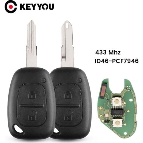 KEYYOU 433MHz ID46 Chip Remote Key For Renault Traffic Master Vivaro Movano Kangoo Fob 2 Buttons Transmister NE73 VAC102 Blade