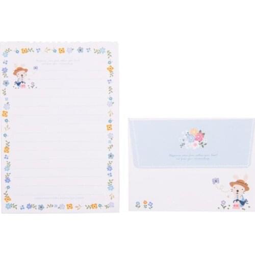 Mini 2Pcs Envelope + 4 Sheets Paper Letter Set Cute Cartoon Rabbit Penguin Envelopes Paper Letter Greeting Card Letter Pad Gifts