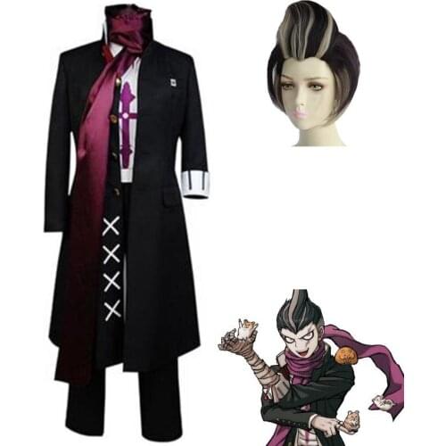 Anime Danganronpa 2 Gundham Tanaka Cosplay Costumes Men Coat Pants Sarf Uniform Wigs Hair Shoes Full Set For Boys Halloween