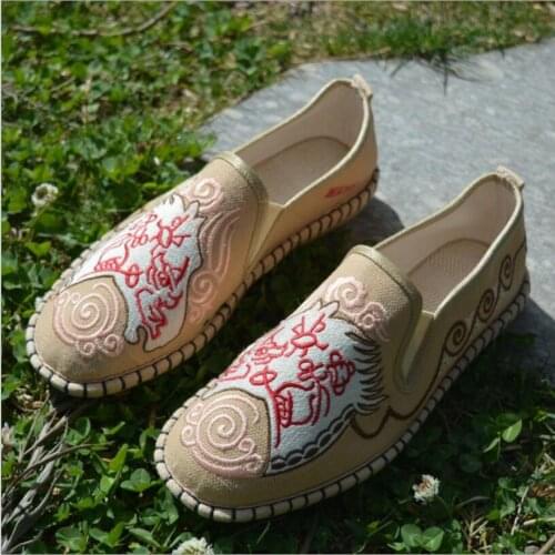 Yunnan National Style Embroidered Linen shoes Dongba type men comfortable breathable Kung Fu Shoes summer Autumn casual shoes