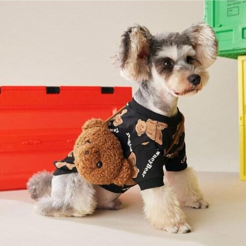 Cute Bear Pattern Dog Clothes Winter Outdoor Sport Warm Samll Dog Pets Hoodies Coats Puppy Chihuahua/French Bulldog Sweatshirt