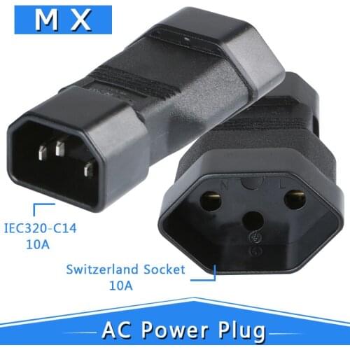 IEC320 C14 to Switzerland IEC 320 C14 to Swiss European Male Swiss Plug to Female Adapter for 10A Rated Current