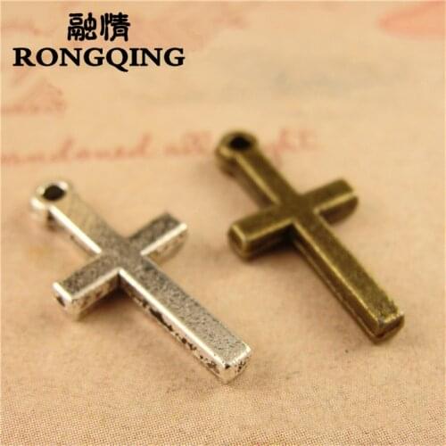 RONGQING 19*9MM 200pcs/lot cross Pendants Necklaces Handmade Fashion Jewelry Charms DIY