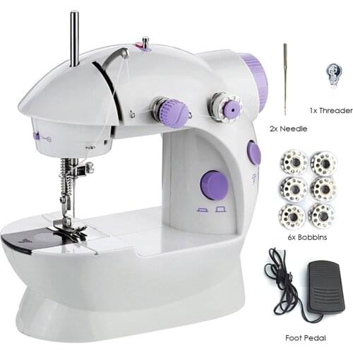 PortableAdjustable 2-Speed Two Thread Sewing Electric Machine Crafting Sewing Machine Night Light Foot Pedal Bobbins Kit