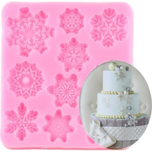Christmas Snowflake Cake Border Silicone Mold Christmas Cupcake Topper Fondant Mould Candy Chocolate Molds Cake Decorating Tools