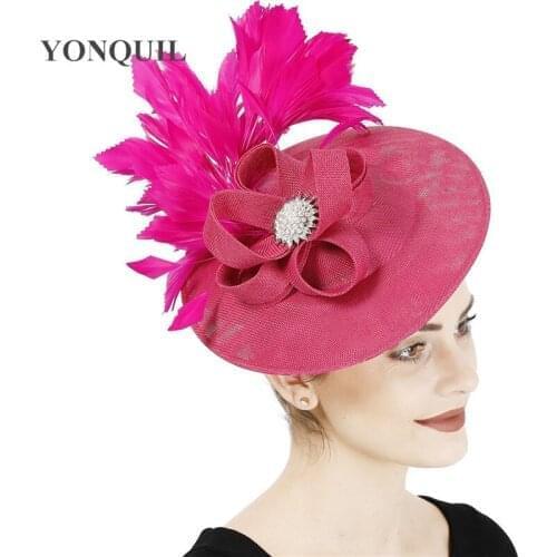 Imitation Sinamay Big Fascinators Wedding Women Hats Hair Pin Women Ladies Church Occasion Hair Accessories For Occasion Fedora