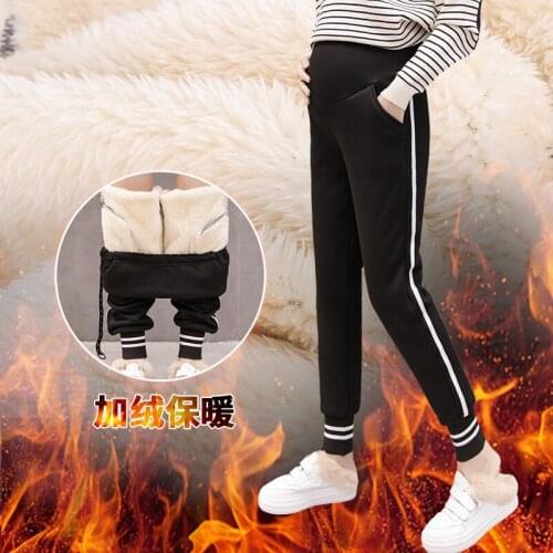 Pregnant womens pants Plus velvet thickening winter Maternity wear