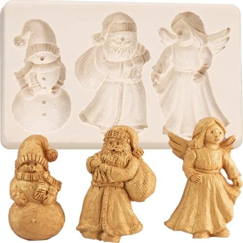 Santa Claus Silicone Mold Wedding Cupcake Angels Fondant Cake Decorating Tools Candy Snowman Chocolate Gumpaste Mould