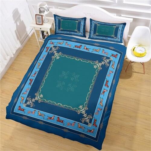 Modern Bedding Sets Duvet Cover Comforter Pillow Case Luxury Blue Reactive Printing Cool Home Textile Quality Full Size Custom