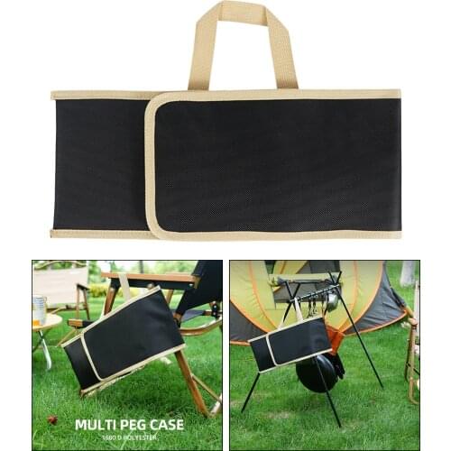 Outdoor Camping Tent Pegs Bag Oxford Cloth Hammer Wind Rope Tent Ground Nail Storage Pouch Travelling Hiking Tent Accessories