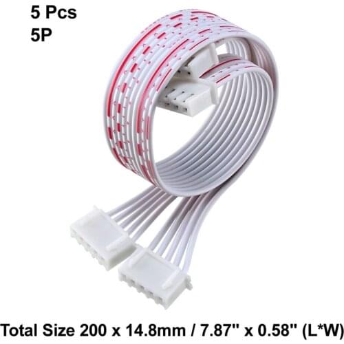 Uxcell 5pcs 20cm Long JST XH Adapter Cable Female to Female 5Pin 2.54mm Pitch PCB Project Breadboard Wire Ribbon Cable Connector