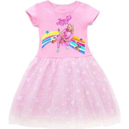Girls spring Dress cartoon cute Cotton JOJO Siwa 2020 Summer Girl Dresses Elegant Suit Teenage Kids Barnakjol princess dress
